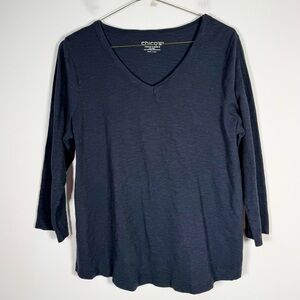 Chico's Women’s Size 2 (US Large) Cotton Modal Blend V-Neck Long Sleeve Tee